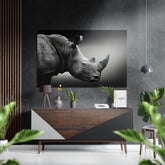 Rhino Brushed Aluminium Dibond Wall Art.